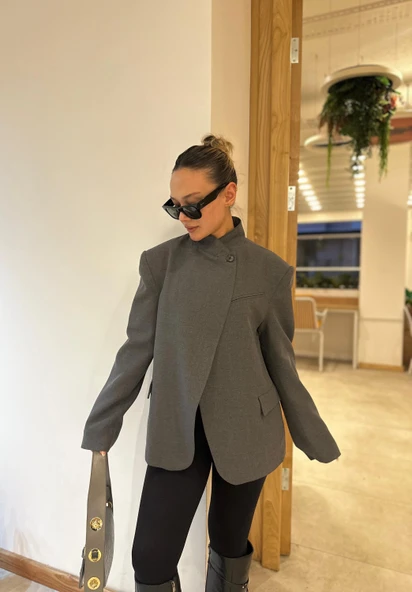 Kadın Blazer Ceket Antrasit - Resim 3