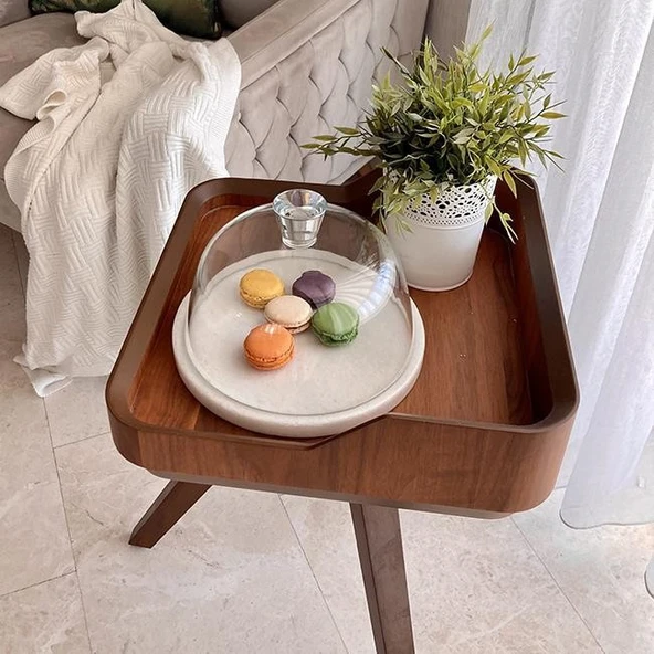 Akayev Mermer 25 Cm Beyaz Kalın Cam Fanus - Resim 4