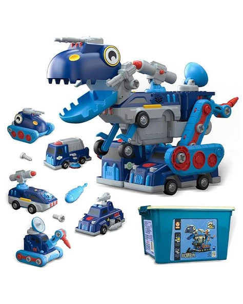 Kızılkaya Manyetik 5i1 Arada Dinozor ve Araç Yapım Seti Kutulu 40 Parça XH8883 - Resim 2