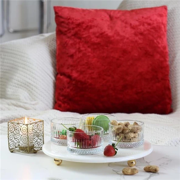 Akayev Mermer 25 Cm Altın Boncuk Ayaklı Elysia 4lü Reçellik İkramlık - Resim 2