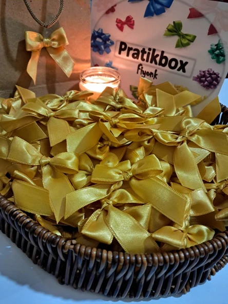 Pratikbox Fiyonk / Saten 2cm'lik / Hediyelik / Süsleme / Altın Renk / 35 Adet ürün görseli 1