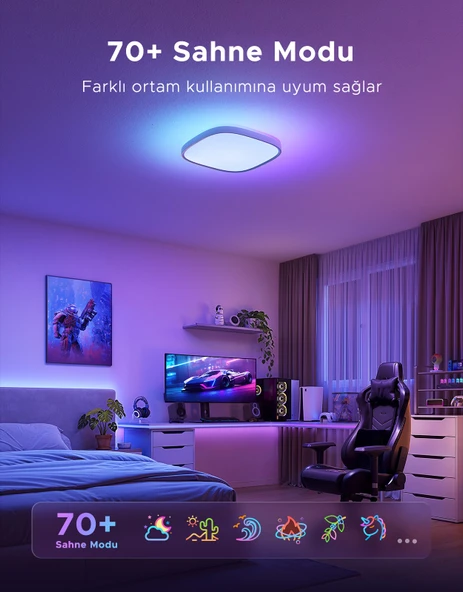 Govee RGBWW + RGBIC Kare Akıllı Tavan Armatürü 12 İnç H80A4C01 - Resim 9