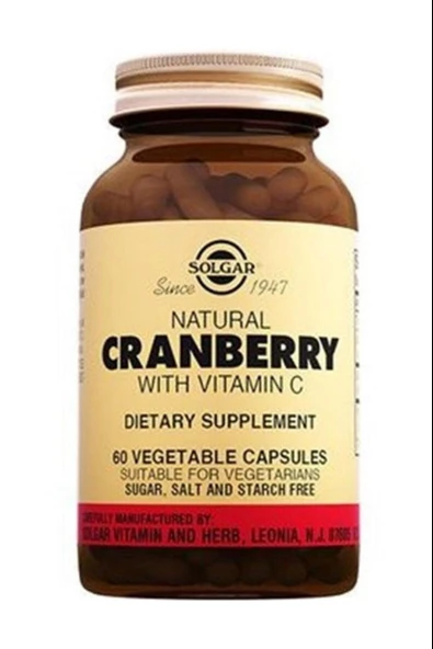 Solgar Cranberry Extract with Vitamin C 60 Kapsül ürün görseli