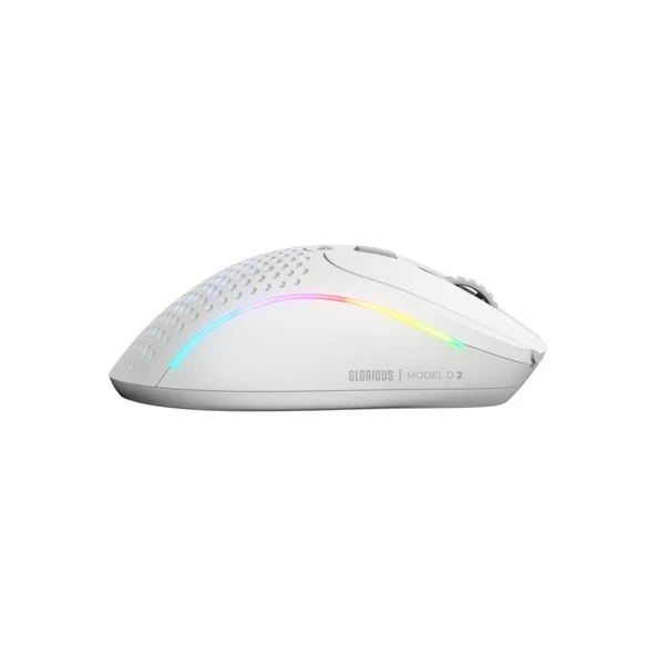 Glorious Model D2 26000 DPI 66 g Kablosuz RGB Ergonomik Gaming Mouse – Mat Beyaz (GLO-MS-DWV2-MW) - Resim 2