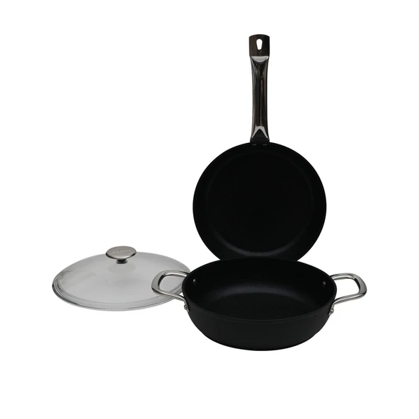 GÜRAL PORSELEN Güral Antoryum 3 Parça Granit Tencere Takımı Siyah - Resim 2