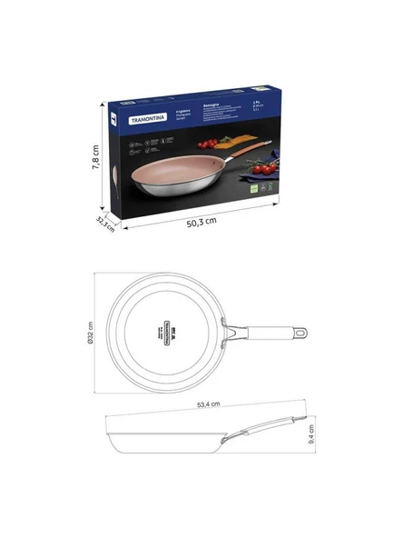 TRAMONTINA ROMAGNA DESERT CLAY 30 CM SERAMİK YÜZEYLİ KIZARTMA TAVASI - Resim 4
