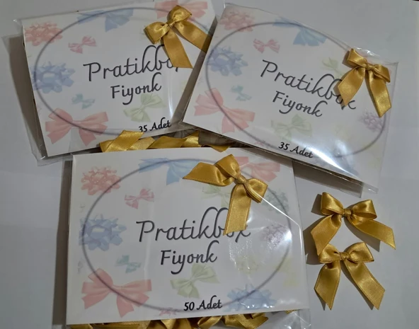 Pratikbox Fiyonk / Saten 2cm'lik / Hediyelik / Süsleme / Altın Renk / 35 Adet - Resim 2
