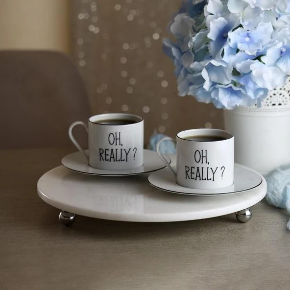 Akayev Mermer Beyaz 30 Cm Gümüş Boncuk Ayak Yuvarlak Sunumluk - Resim 5