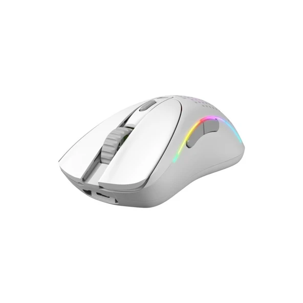 Glorious Model D2 26000 DPI 66 g Kablosuz RGB Ergonomik Gaming Mouse – Mat Beyaz (GLO-MS-DWV2-MW) - Resim 4
