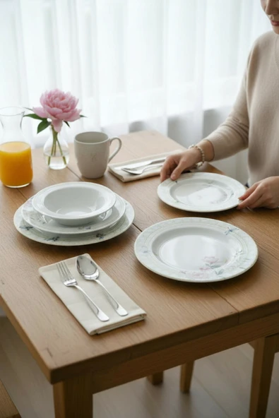 Akayev Porselen Fiorina 24 Parça Yemek Takımı - Resim 3