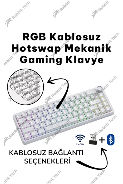 Black Gradiant RGB Kablosuz Hotswap Mekanik Gaming Klavye Oyuncu Klavye ürün görseli