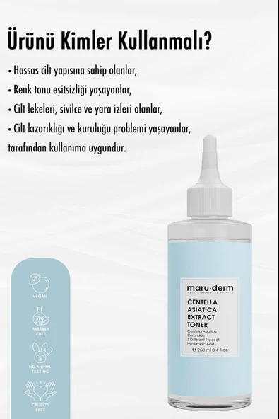 Maruderm Centella Asiatica Yatıştırıcı & Ceramide Nemlendirici Tonik 250 Ml - Resim 3