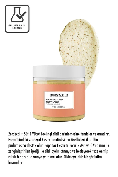 Maruderm Zerdeçal Süt C Vitamini Ferulik Asit 250 ml Vücut Peelingi - Resim 3