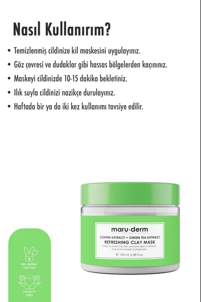 Maruderm Kahve Özü Yeşil Çay Özü Tazeleyici Kil Maskesi 100 ml - Resim 4