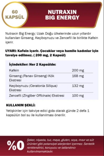 Nutraxin Big Energy 60 Kapsül ürün görseli