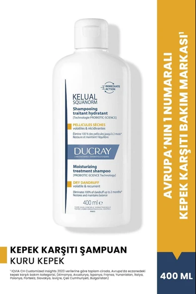 Ducray Kelual Squanorm Kuru Saçlar İçin Kepek Karşıtı Şampuan 400 ml ürün görseli 1