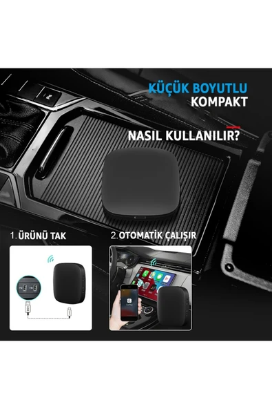 TAA01 Kablosuz CarPlay & Android Auto Akıllı Multimedya Kutusu CarPlay Adaptörü AI Box 2+32GB ROM - Resim 3