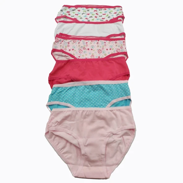 Öztaş 4723 Kız Çocuk Likralı Baskılı Slip Külot 6'lı  Paket ürün görseli