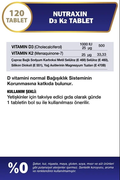 Nutraxin D3K2 120 Tablet - Resim 2