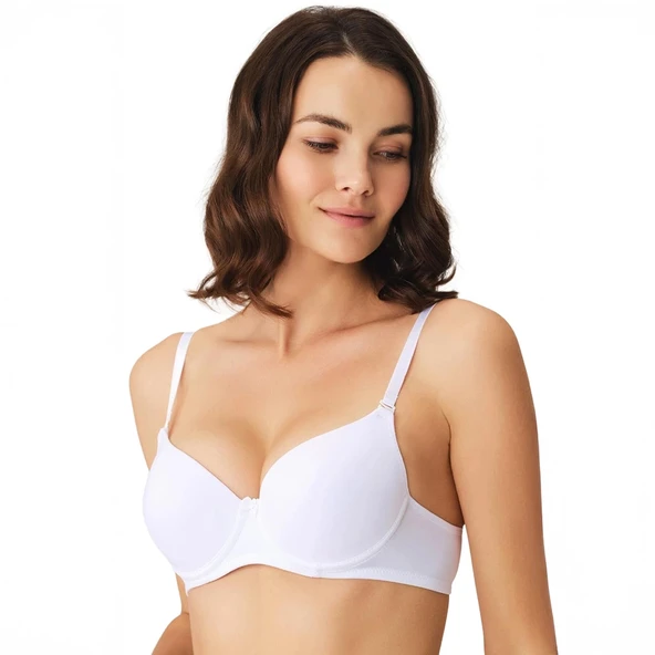 Anıl 3150 Kadın Balenli Destekli Dolgulu Askıları Çıkabilen Günlük Klasik T-Shirt Sütyeni ürün görseli 1