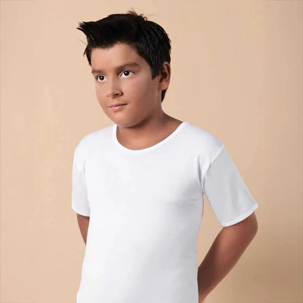 Şahinler EC001 Erkek Çocuk Garson Boy Kısakol Atlet :42 (12-13 Yaş) - Resim 3