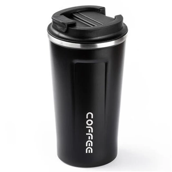 Tantitoni 001-01-Siyah Coffee Yazılı Paslanmaz Çelik Termos Bardak 500ml - Resim 2