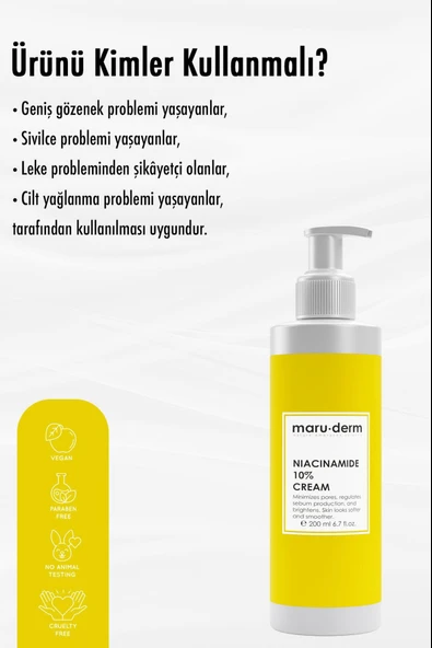 Maruderm Niacinamide %10 Leke Karşıtı Ve Gözenek Sıkılaştırıcı Krem 200 ml - Resim 2