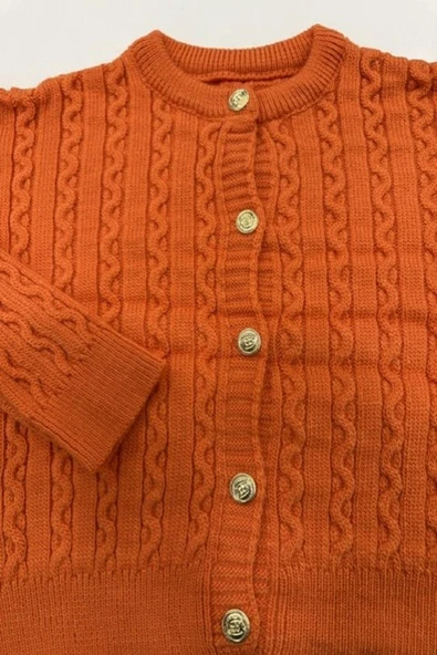 Hipatu Saç Örgü Gold Düğme Hırka(1802) - Resim 6