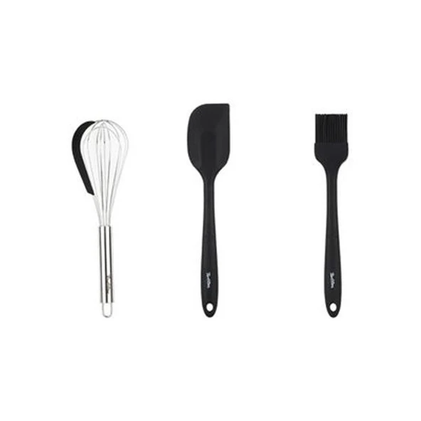 Tantitoni Füme Renkli 3lü Silikon Spatula, Fırça Ve Çırpıcı Seti ürün görseli