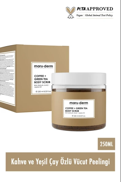 Maruderm Kahve Yeşil Çay Özlü BHA Jojoba Yağı Vücut Peelingi 250 ml - Resim 4