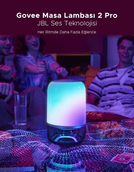 Govee Masa Lambası 2 Pro x JBL Hoparlörlü, Type-C Şarjı, 45' Şarj Adaptörü Dahildir H60200F1 - Resim 6