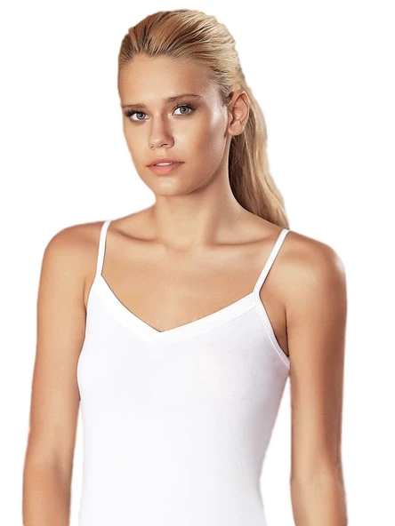 Şahinler Kadın Likra V-Yaka Askılı Atlet B1001 ürün görseli 1