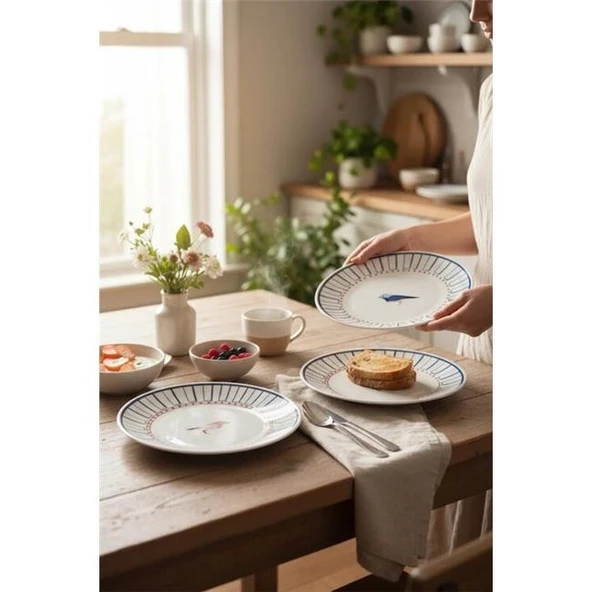 Akayev Porselen Birdy 6'lı Pasta Takımı - Resim 3