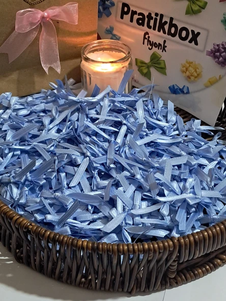 Pratikbox Mini Fiyonk / Saten 0,6cm'lik /6mm / Hediyelik / Süsleme / Mavi Renk / 100 Adet / ürün görseli 1