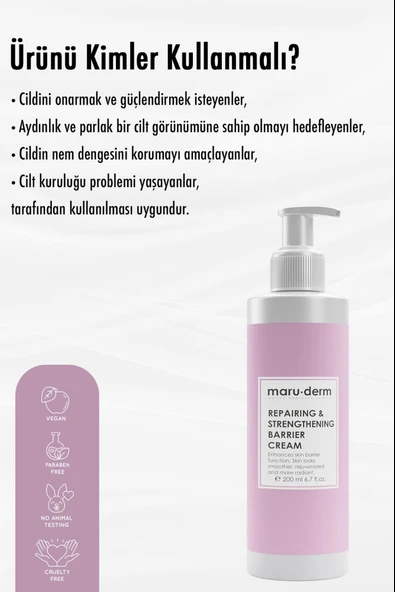 Maruderm Bariyer Onarıcı & Güçlendirici Ceramide Cilt Bakım Kremi 200 Ml - Resim 3