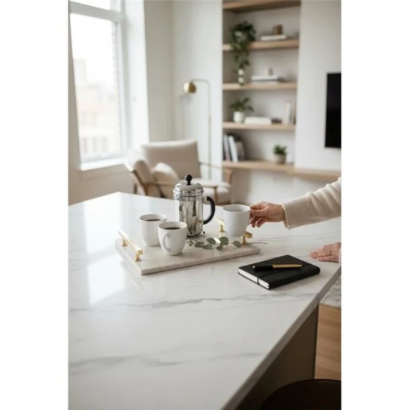 Akayev Traverten Altın Florya 30x20 cm Tepsi - Resim 4