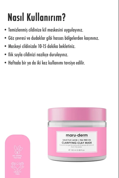 Maruderm Salisilik Asit Çay Ağacı Yağı Kil Maskesi 100 ml - Resim 5