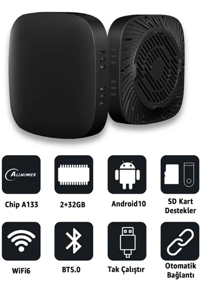 TAA01 Kablosuz CarPlay & Android Auto Akıllı Multimedya Kutusu CarPlay Adaptörü AI Box 2+32GB ROM - Resim 4