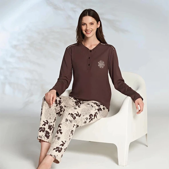 Miss Klein 1246 Kadın Kışlık Üç Düğme Büyük Beden Pijama Takımı ürün görseli 1