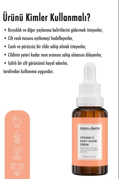 Maruderm C Vitamini ve Peptid Aydınlatıcı Cilt Bakım Serumu 30 ml - Resim 4