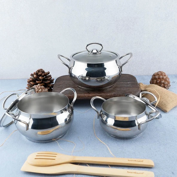 Bambum Rose Küre 6 Parça Derin Tencere Takımı - Resim 5