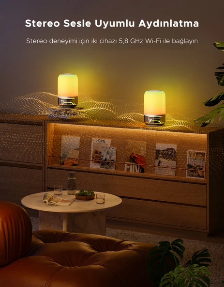 Govee Masa Lambası 2 Pro x JBL Hoparlörlü, Type-C Şarjı, 45' Şarj Adaptörü Dahildir H60200F1 - Resim 10