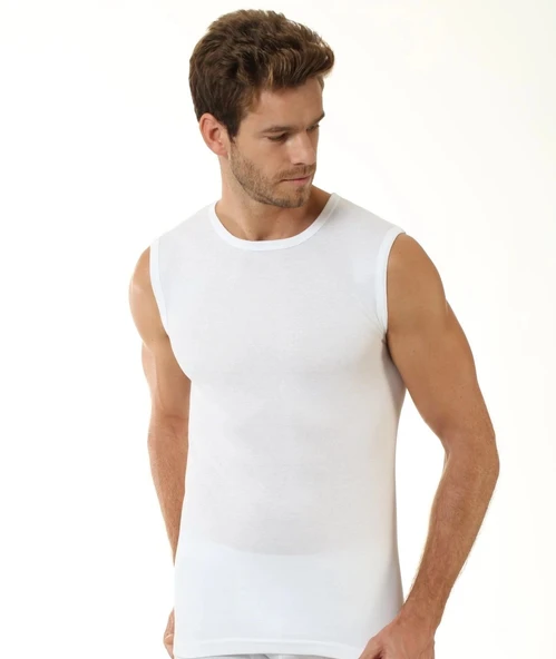 Öztaş 1043 Erkek Kolsuz Beyaz 0-Yaka Sporcu Atlet ürün görseli 1