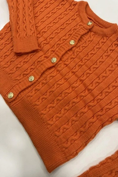 Hipatu Saç Örgü Gold Düğme Hırka(1802) - Resim 7