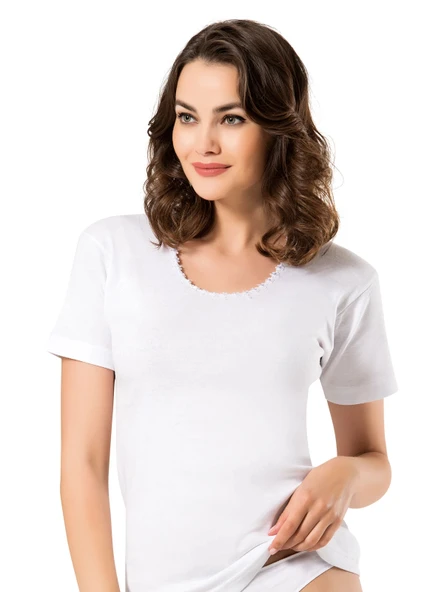 Namaldı 200 Kadın Ribana Beyaz Kısa Kol Atlet ürün görseli 1