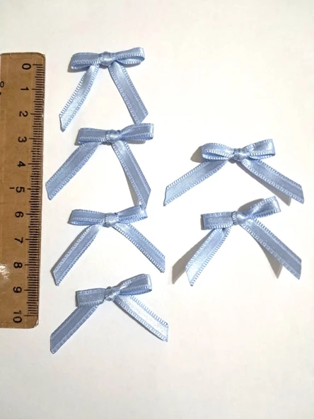 Pratikbox Mini Fiyonk / Saten 0,6cm'lik /6mm / Hediyelik / Süsleme / Mavi Renk / 100 Adet / - Resim 4