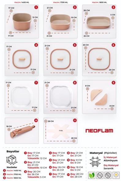 Fika Comfort Terracota Tencere ve Tava Seti 10 Parça - Resim 6