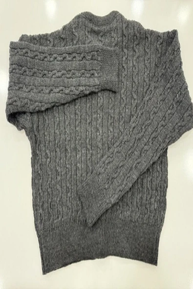 Hipatu Saç Örgü Gold Düğme Hırka(1802) - Resim 5