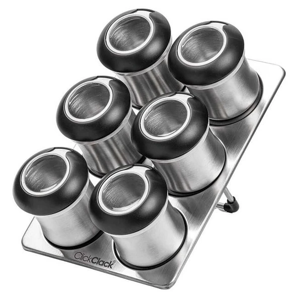 Tantitoni Standlı 6Lı Paslanmaz Çelik Baharatlık Seti 110Ml ürün görseli