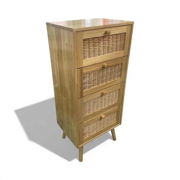 Panalı Masif Rattan 4 Çekmeceli Düzenleyici Dolap ürün görseli